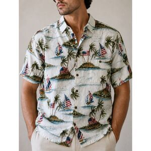 Campia Moda Hawaiian Shirt Mens XL Tropical Sailboat Island Aloha Camp
